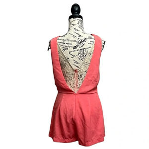Astr Coral Lace-Back Romper